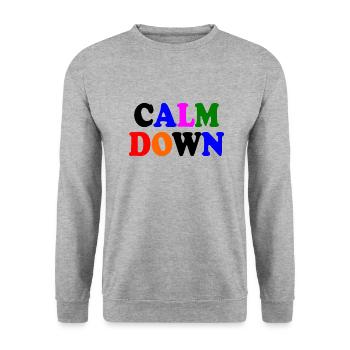 Calm down - Unisex Pullover - Weißgrau meliert - Vorne - Alina (178cm) & Michal (187cm)
