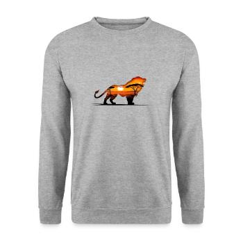 Lion - Wild Life - Unisex Sweatshirt - salt & pepper - Front - Alina (178cm) & Michal (187cm)