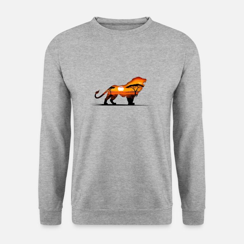 Löwe – Wildes Leben - Unisex Pullover - Weißgrau meliert
