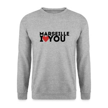 Marseille I love you - Unisex Sweatshirt - salt & pepper - Front - Alina (178cm) & Michal (187cm)