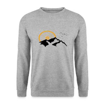Berge Mountainbike Fahrrad - Unisex Pullover - Weißgrau meliert - Vorne - Alina (178cm) & Michal (187cm)