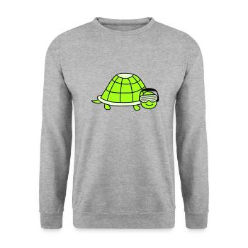 Süße Schildkröte Niedliches DJ Party Musik Tier - Unisex Pullover - Weißgrau meliert - Vorne - Alina (178cm) & Michal (187cm)