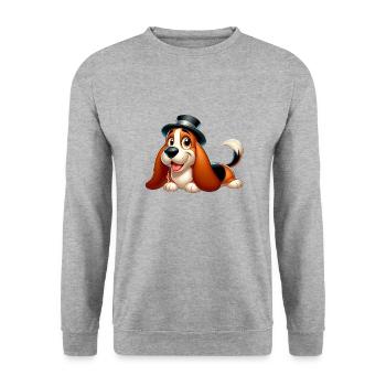 Basset 7 - Unisex Sweatshirt - salt & pepper - Front - Alina (178cm) & Michal (187cm)