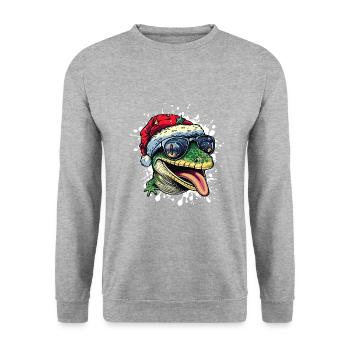 Lizard Christmas Funny - Unisex Sweatshirt - salt & pepper - Front - Alina (178cm) & Michal (187cm)