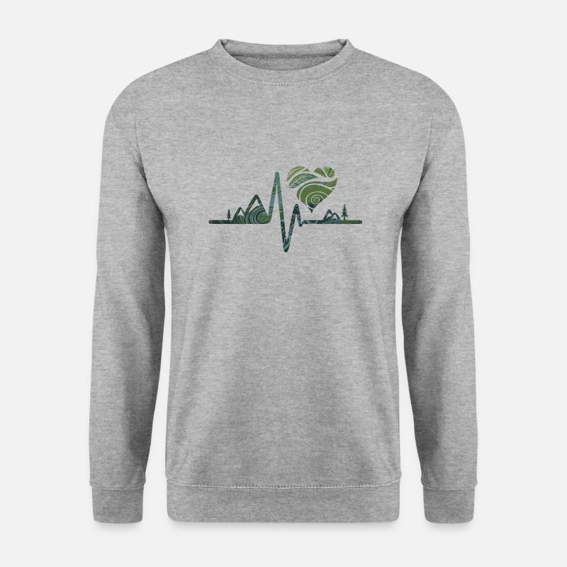 Natur - Herzschlag - Unisex Pullover - Weißgrau meliert