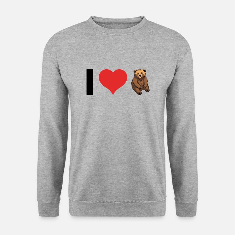 I love Bears - Cute Animal Design - Unisex Pullover - Weißgrau meliert