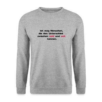 seid seit - Unisex Pullover - Weißgrau meliert - Vorne - Alina (178cm) & Michal (187cm)