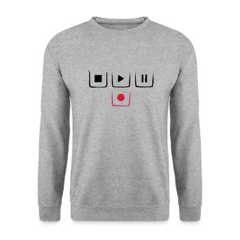 play pause stop rec - Unisex Sweatshirt - salt & pepper - Front - Alina (178cm) & Michal (187cm)