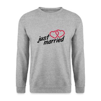 Just Married Heart Logo Design - Unisex Sweatshirt - salt & pepper - Front - Alina (178cm) & Michal (187cm)