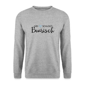 Mei Herz schlogt Boarisch - Bayern, - Unisex Pullover - Weißgrau meliert - Vorne - Alina (178cm) & Michal (187cm)