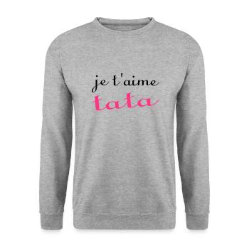 Je t'aime tata - Unisex Pullover - Weißgrau meliert - Vorne - Alina (178cm) & Michal (187cm)