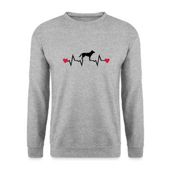 Heartbeat & Dog, German Shepherd - Sweat-shirt Unisexe - gris chiné - Devant - Alina (178cm) & Michal (187cm)