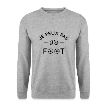 Je peux pas j'ai foot - Sweat-shirt Unisexe - gris chiné - Devant - Alina (178cm) & Michal (187cm)