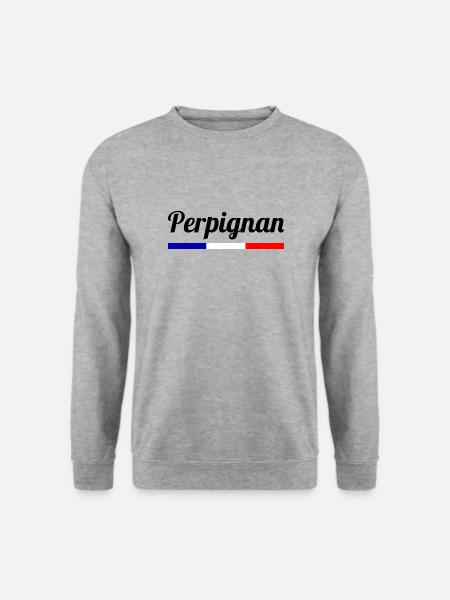 Perpignan- France - Cote d´Azur - Unisex Pullover - Weißgrau meliert