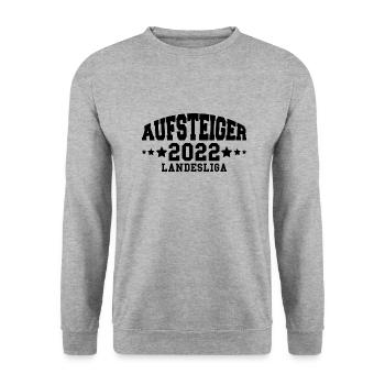 Aufsteiger 2022 Landesliga Aufstieg Fußball - Unisex Pullover - Weißgrau meliert - Vorne - Alina (178cm) & Michal (187cm)