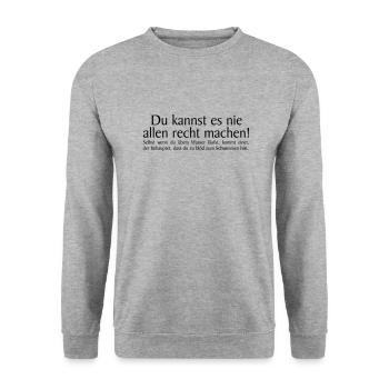 du kannst es nie allen recht machen - Unisex Pullover - Weißgrau meliert - Vorne - Alina (178cm) & Michal (187cm)