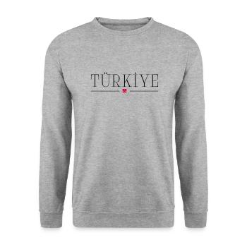 Türkiye Turquie Turquie Ailes et croissant de lune - Sweat-shirt Unisexe - gris chiné - Devant - Alina (178cm) & Michal (187cm)
