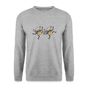 2 dancing party beers - Unisex Sweatshirt - salt & pepper - Front - Alina (178cm) & Michal (187cm)