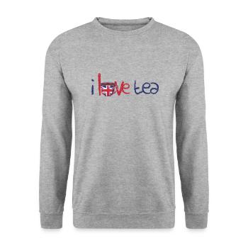i love tea - Unisex Sweatshirt - salt & pepper - Front - Alina (178cm) & Michal (187cm)