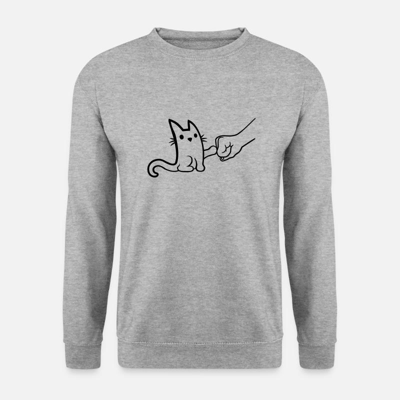 Katze Fist Pump Brofist - Unisex Pullover - Weißgrau meliert