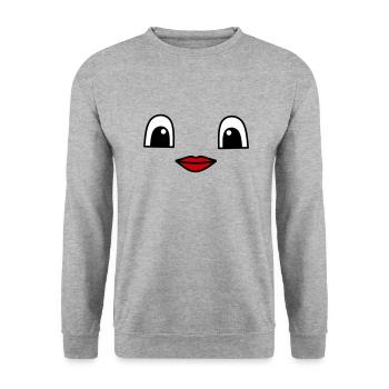 Cute face with red lips - Unisex Pullover - Weißgrau meliert - Vorne - Alina (178cm) & Michal (187cm)