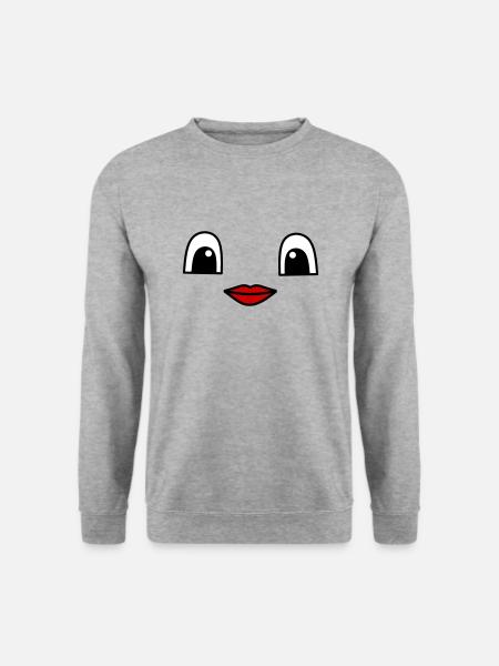 Cute face with red lips - Unisex Pullover - Weißgrau meliert