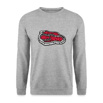 Steak juteux sanglant Grill Master - Sweat-shirt Unisexe - gris chiné - Devant - Alina (178cm) & Michal (187cm)
