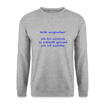 011 Nordseeaner Schlecht gelaunt dunkel - Unisex Pullover - Weißgrau meliert - Vorne - Alina (178cm) & Michal (187cm)