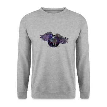 Weltraumeule - Unisex Pullover - Weißgrau meliert - Vorne - Alina (178cm) & Michal (187cm)