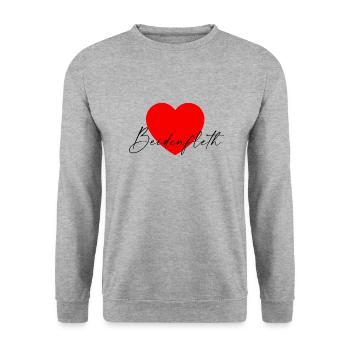 i Love Beidenfleth - Unisex Pullover - Weißgrau meliert - Vorne - Alina (178cm) & Michal (187cm)