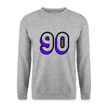 90 JAHRE. 90-JÄHRIGES JUBILÄUM. GEBURTSTAG 90 JAHRE. 90 - Unisex Pullover - Weißgrau meliert - Vorne - Alina (178cm) & Michal (187cm)