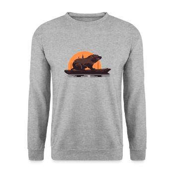 Bieber in the sunset - Unisex Sweatshirt - salt & pepper - Front - Alina (178cm) & Michal (187cm)