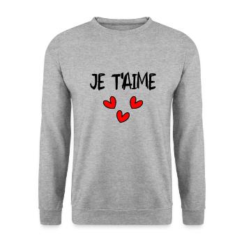 BONNE FÊTE PAPA. PAPA. FÊTE DES PÈRES. BONNE FÊTE - Sweat-shirt Unisexe - gris chiné - Devant - Alina (178cm) & Michal (187cm)
