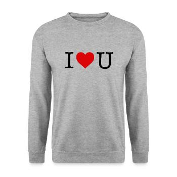 I love U - I Heart U - Sweat-shirt Unisexe - gris chiné - Devant - Alina (178cm) & Michal (187cm)