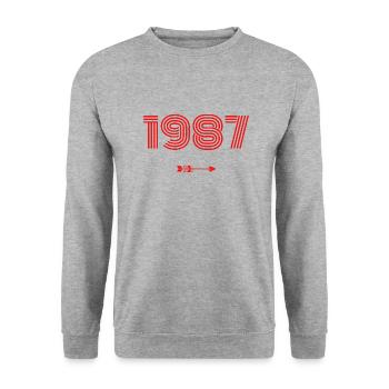 Né en 1987 - Sweat-shirt Unisexe - gris chiné - Devant - Alina (178cm) & Michal (187cm)