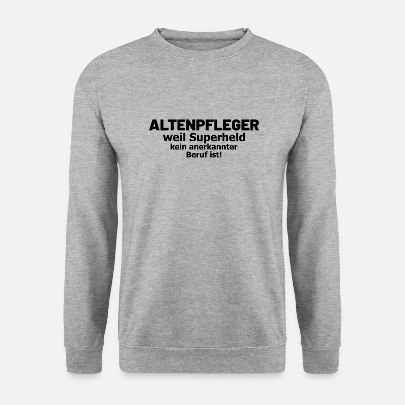 Altenpfleger Spruch Superheld - Unisex Pullover - Weißgrau meliert