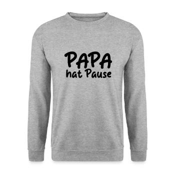 Papa hat Pause - Unisex Pullover - Weißgrau meliert - Vorne - Alina (178cm) & Michal (187cm)