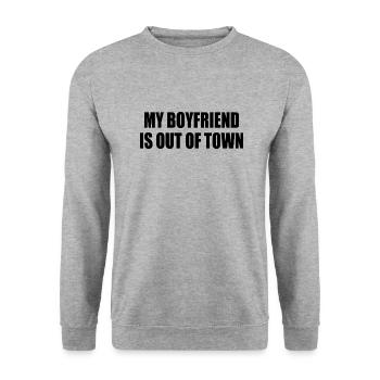my boyfriend if out of town - Unisex Sweatshirt - salt & pepper - Front - Alina (178cm) & Michal (187cm)