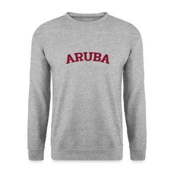 Aruba - Dutch Caribbean - Est. 1499 Karibik Insel - Unisex Pullover - Weißgrau meliert - Vorne - Alina (178cm) & Michal (187cm)