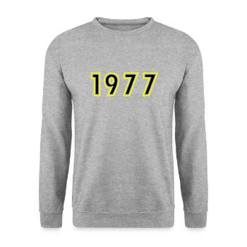 1977 Jahr Geburtstag - Unisex Pullover - Weißgrau meliert - Vorne - Alina (178cm) & Michal (187cm)