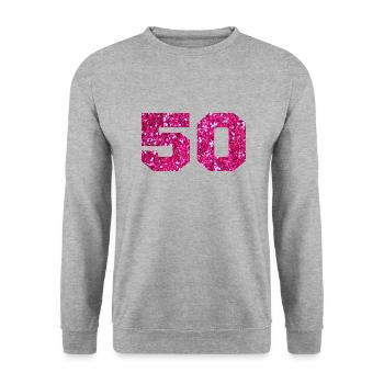 Number 50 Pink Glitter - 50th Anniversary - Unisex Sweatshirt - salt & pepper - Front - Alina (178cm) & Michal (187cm)