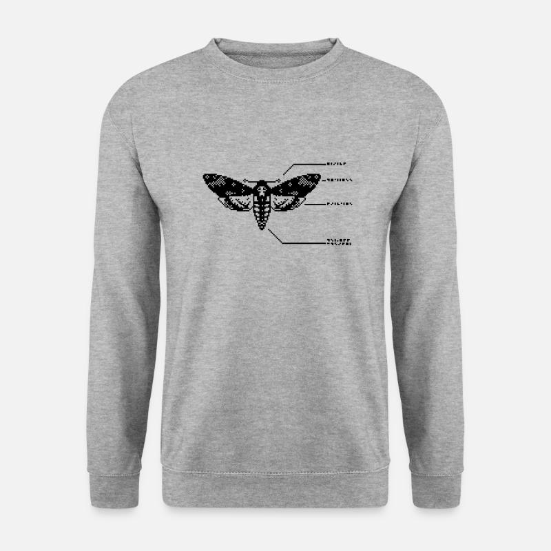 1bit Pixel Crâne Hawkmoth - Sweat-shirt Unisexe - gris chiné