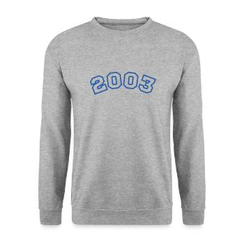 2003 Sport Blau - Unisex Pullover - Weißgrau meliert - Vorne - Alina (178cm) & Michal (187cm)