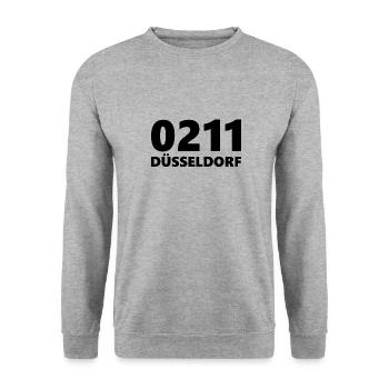 0211 Vorwahl Düsseldorf NRW Rhein - Unisex Pullover - Weißgrau meliert - Vorne - Alina (178cm) & Michal (187cm)