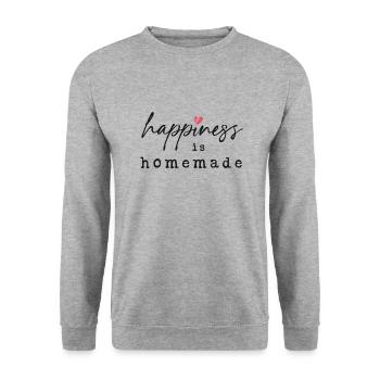 Happiness is Homemade - Unisex Pullover - Weißgrau meliert - Vorne - Alina (178cm) & Michal (187cm)