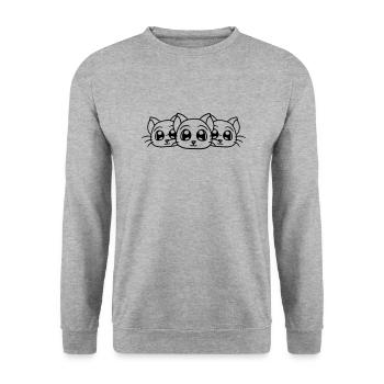 3 Cats Three Friends Team Crew Family Group Cute - Unisex Sweatshirt - salt & pepper - Front - Alina (178cm) & Michal (187cm)