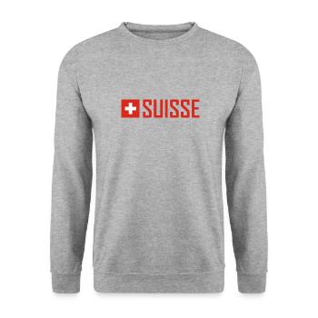 Suisse - Drapeau - Schwiiz - Suisse - Suisse - Sweat-shirt Unisexe - gris chiné - Devant - Alina (178cm) & Michal (187cm)
