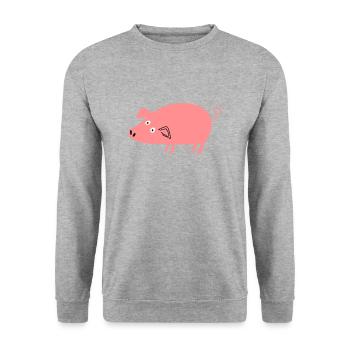 Pig roz4 - Unisex Sweatshirt - salt & pepper - Front - Alina (178cm) & Michal (187cm)