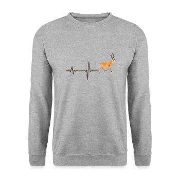Heartbeat deer colored - gift - Unisex Sweatshirt - salt & pepper - Front - Alina (178cm) & Michal (187cm)