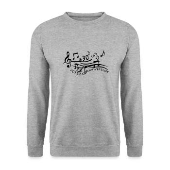 30 ans partition musicale anniversaire - Sweat-shirt Unisexe - gris chiné - Devant - Alina (178cm) & Michal (187cm)